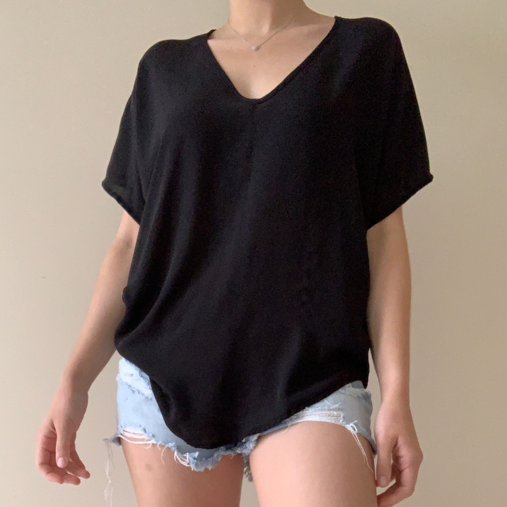 Black Lush V-neck Blouse